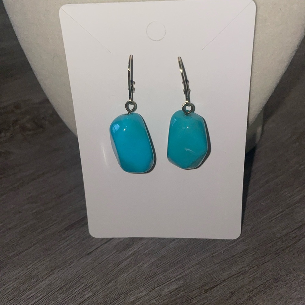 Acrylic turquoise clip earrings